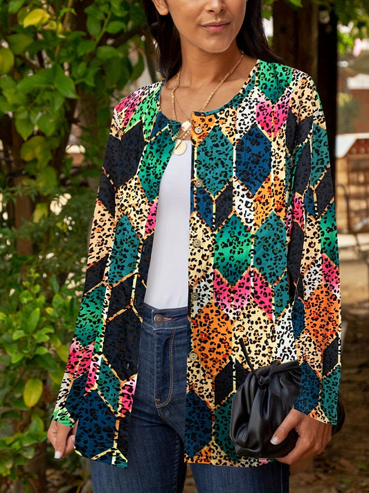 Women's Plus Size Leopard Print Cardigan