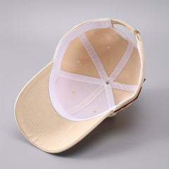 Men's Solid Curved Brim Baseball Cap Side Embroidery Letters Peaked Cap
