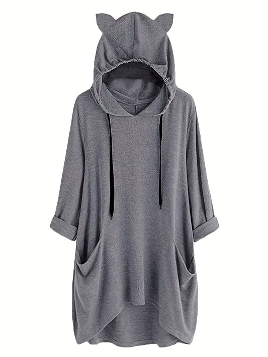 Patched Pocket Drawstring Hoodie Long Sleeve Sweatshirt
