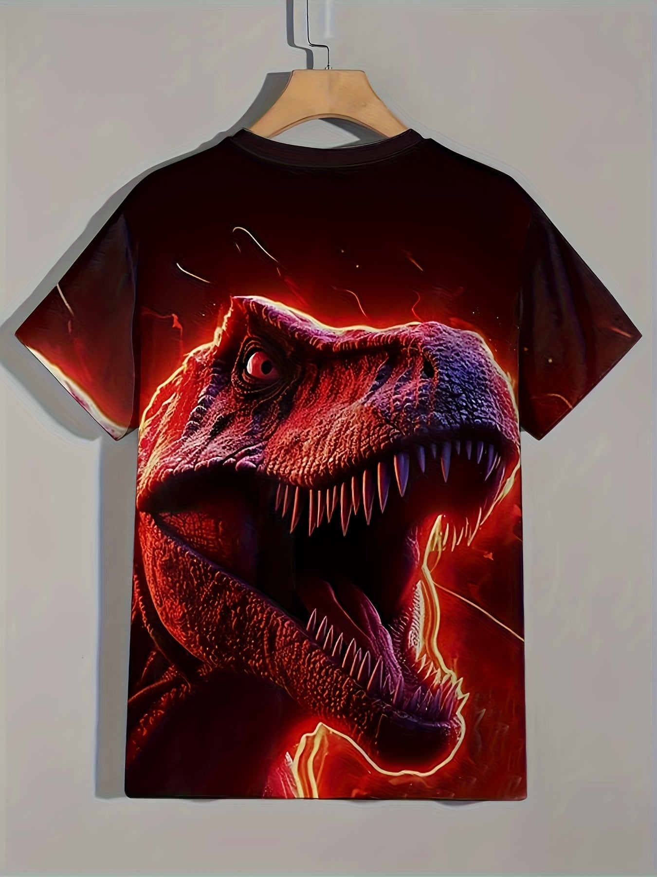Dinosaur 3D Print Boy's Short Sleeve T shirt Round Neck Casual Top