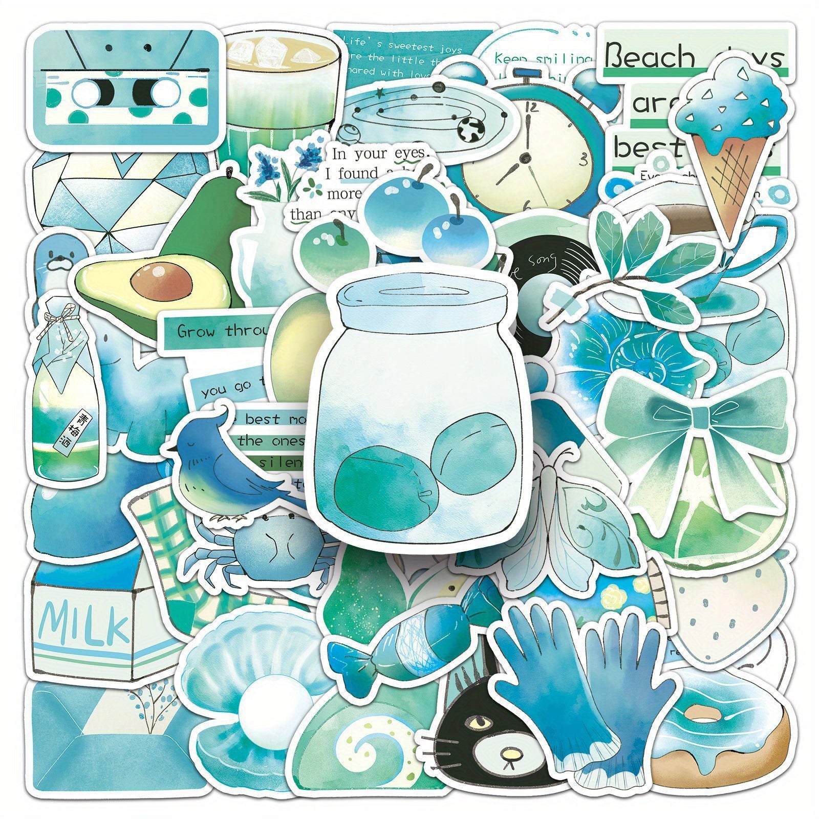 50pcs Cartoon Graffiti Stickers, Self Adhesive, Mixed Colors, Irregular Shapes