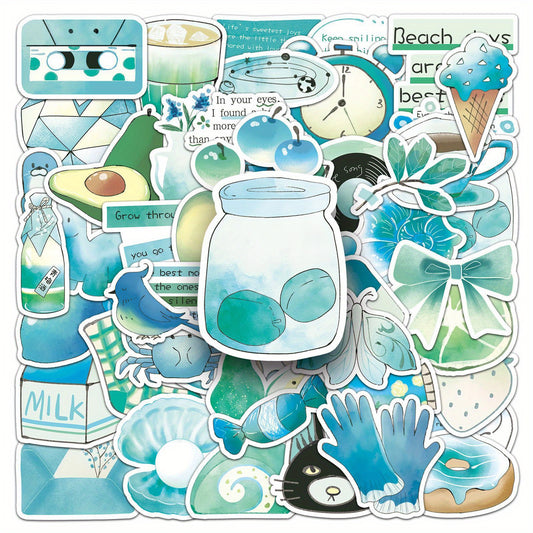 50pcs Cartoon Graffiti Stickers, Self Adhesive, Mixed Colors, Irregular Shapes