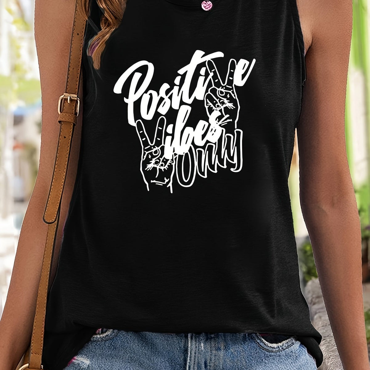 Gesture & Letter Stretchy Sports Vest Casual Top