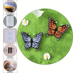 Butterfly Hairpin Brooch Wool Felt DIY Kit with Embroidery Cloth Threads Needles