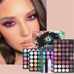 Complete Makeup Box Set Eyeshadow Eyeliner Lipstick Primer Brushes Sponge Puff