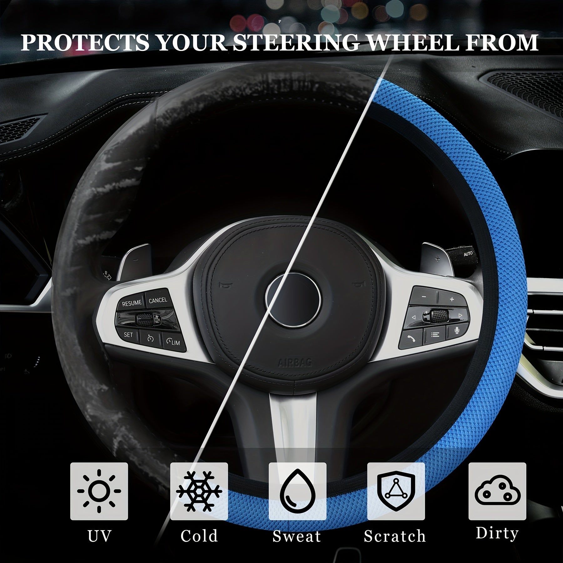 Henisa Universal Steering Wheel Cover - Non Slip & Breathable