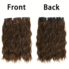 3pcs Water Wave Clip-In Hair Extensions for Women Natural Curly Hair Pieces