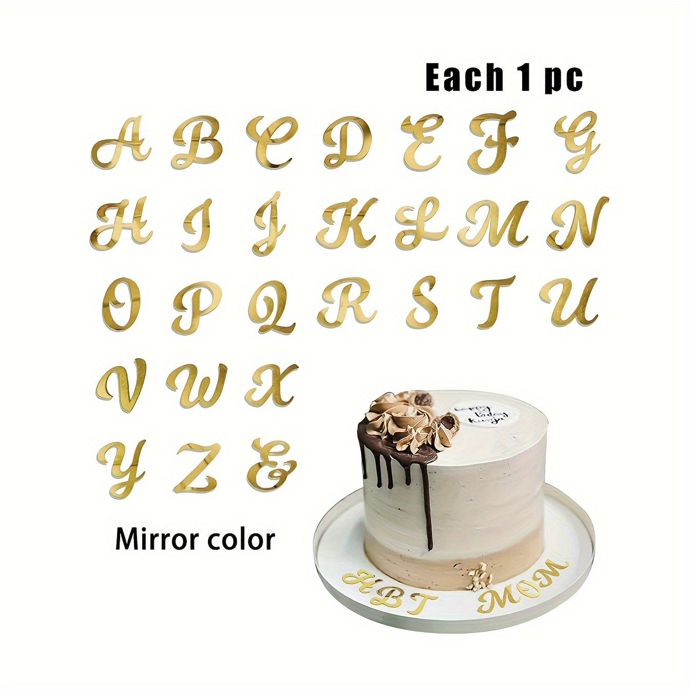 27pcs Solid Letter Cake Topper for Weddings Birthdays & Parties