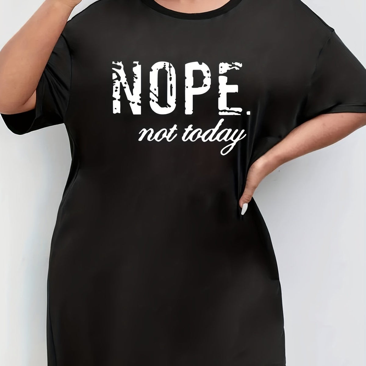  Slogan Print Short Sleeve Tee Nightdress