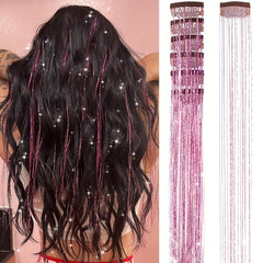 3pcs Glitter Hair Tinsel Extensions 20 Inch Kit