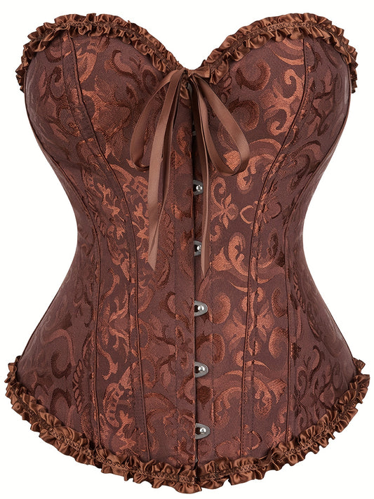Women's Floral Jacquard Lace Up Underbust Corset