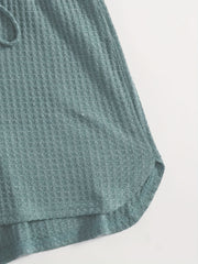 Waffle Knit Cami Top & Drawstring Shorts Set Women's Clothing