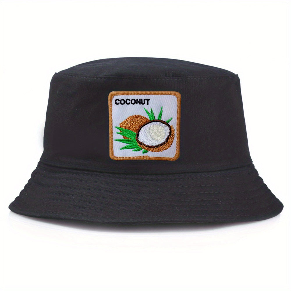 Coconut Embroidered Bucket Hat Unisex Sunshade Reversible Cap