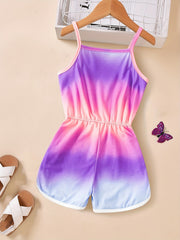 Toddler Girls Tie Dye Gradient Cami Rompers Jumpsuits
