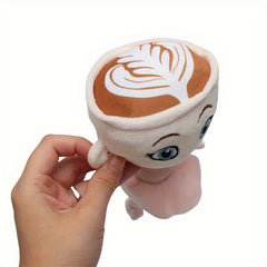 Coffee Princess Plush Cup Head with Expressive Eyes & Pink Tutu Skirt