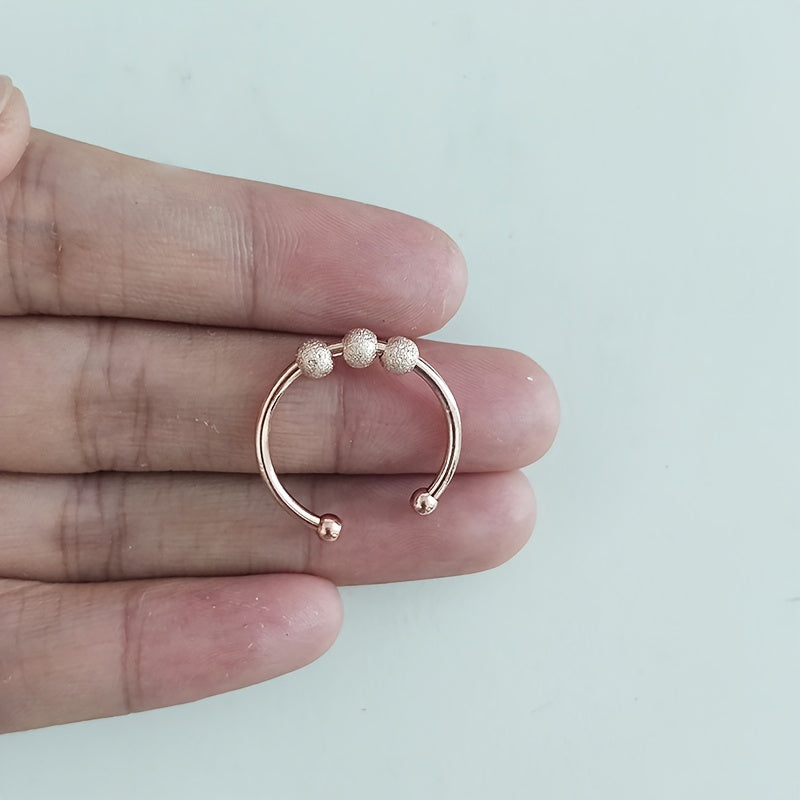 Rotatable Three Bead Fingertip Ring for Stress Relief