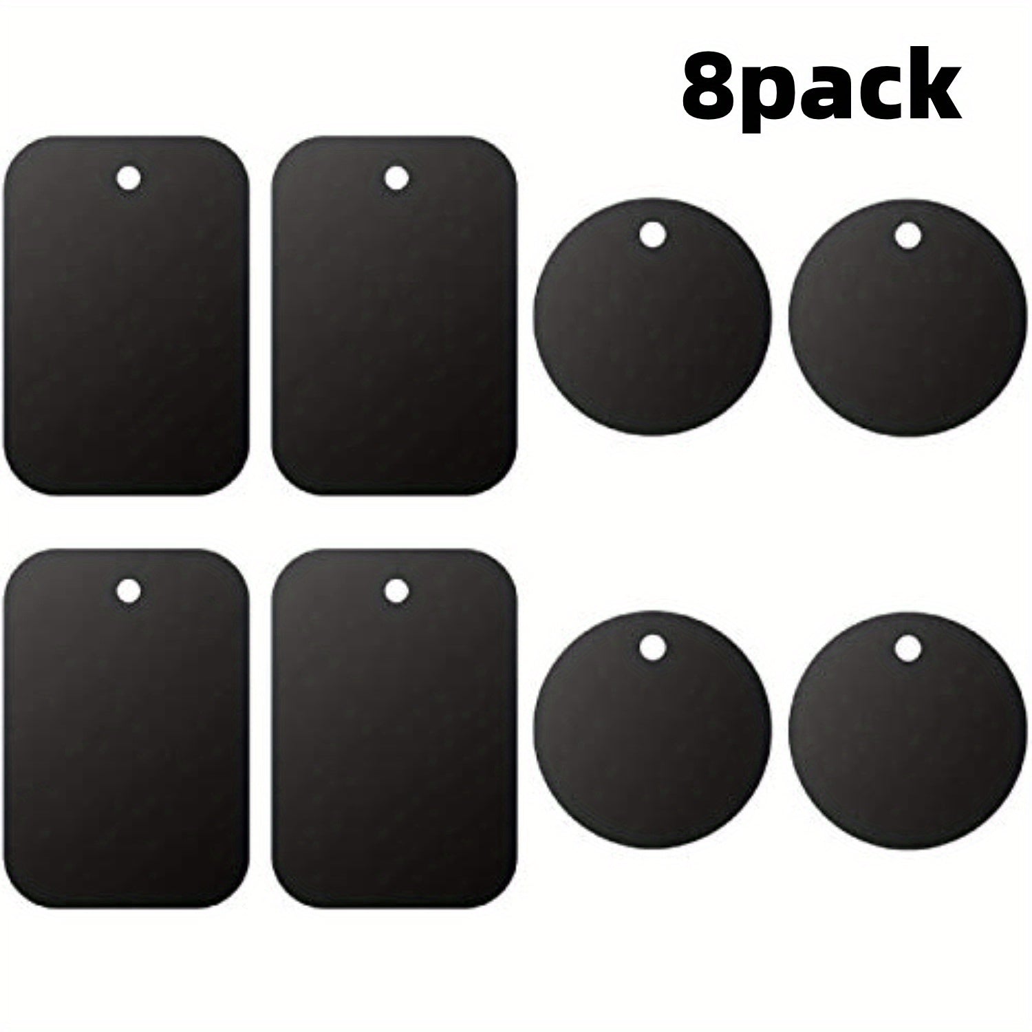 8 Universal Metal Plates for Magnetic Car Mounts - Rectangle & Round Adhesive
