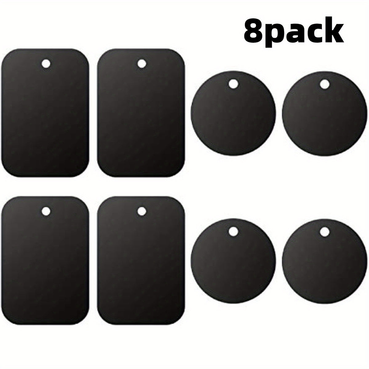 8 Universal Metal Plates for Magnetic Car Mounts - Rectangle & Round Adhesive