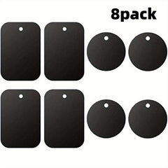 8 Universal Metal Plates for Magnetic Car Mounts - Rectangle & Round Adhesive