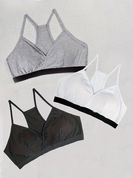 3 Pack Plus Size Sports Bras Set Seamless Racer Back Yoga Bras