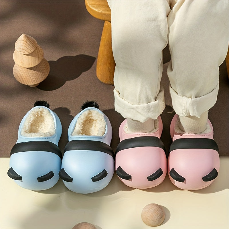 Cartoon Panda Plus Fleece House Shoes For Boys And Girls