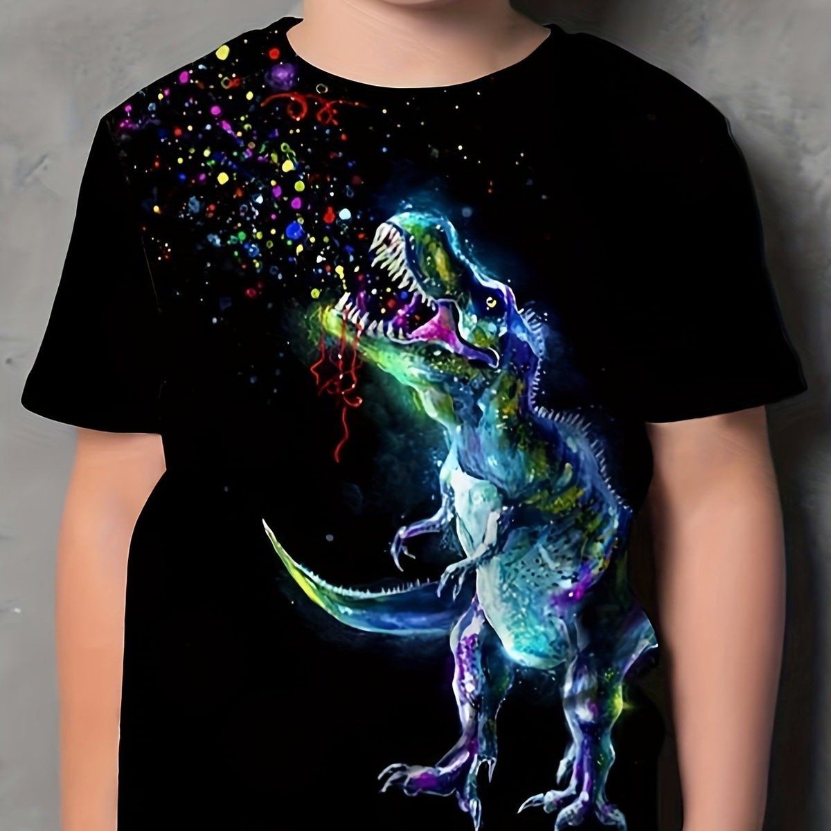 Kids Polka Dot Dinosaur 3D Print T-shirt Short Sleeve Tee