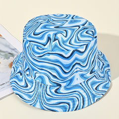 Stripe Print Bucket Hat Casual UV Protection Fisherman Cap