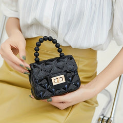 Colorful Pearl Argyle Bag Princess Handle Bag Purse