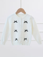 Girls' Sweet Bowknot Knit Cardigan for Spring and Fall