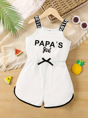 Girls' Fancy Letter Print Sports Casual Romper Jumpsuit