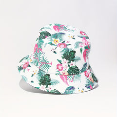 Flamingo Leaf Print Bucket Hat Lightweight Sun Hats