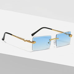 Metal Rimless Sunglasses Serpentine Small Square Sun Glasses Outdoor Eyewear