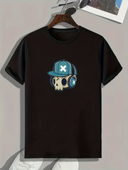 Skull Print Men's Graphic Tee for Summer