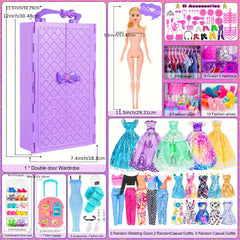 106pcs 29 Girl Doll with Doll Closet Clothes and Accessories
