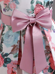 Girl's Retro Flowers Print Princess Dress