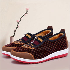 Women's Floral Pattern Plush Lined Canvas Shoes