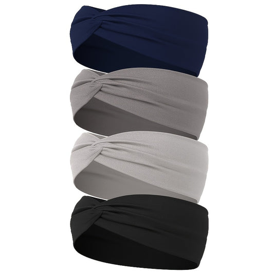 4pcs Soft Stretch Knotted Headband for Yoga Workout Hair Styling