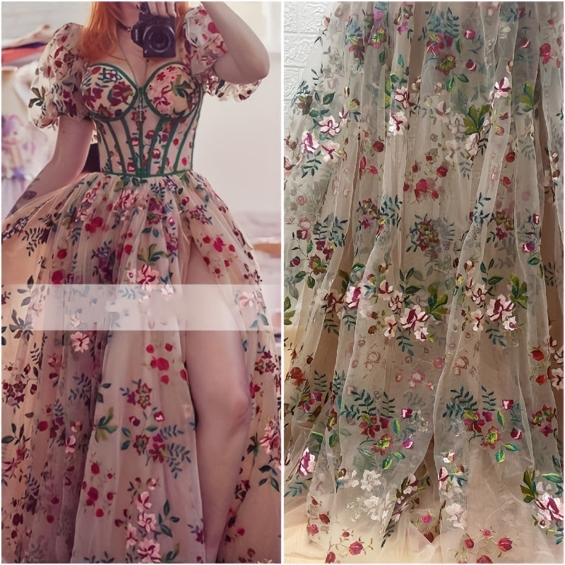 High Mesh Lace Embroidery Fabric DIY Dress Sewing Materials