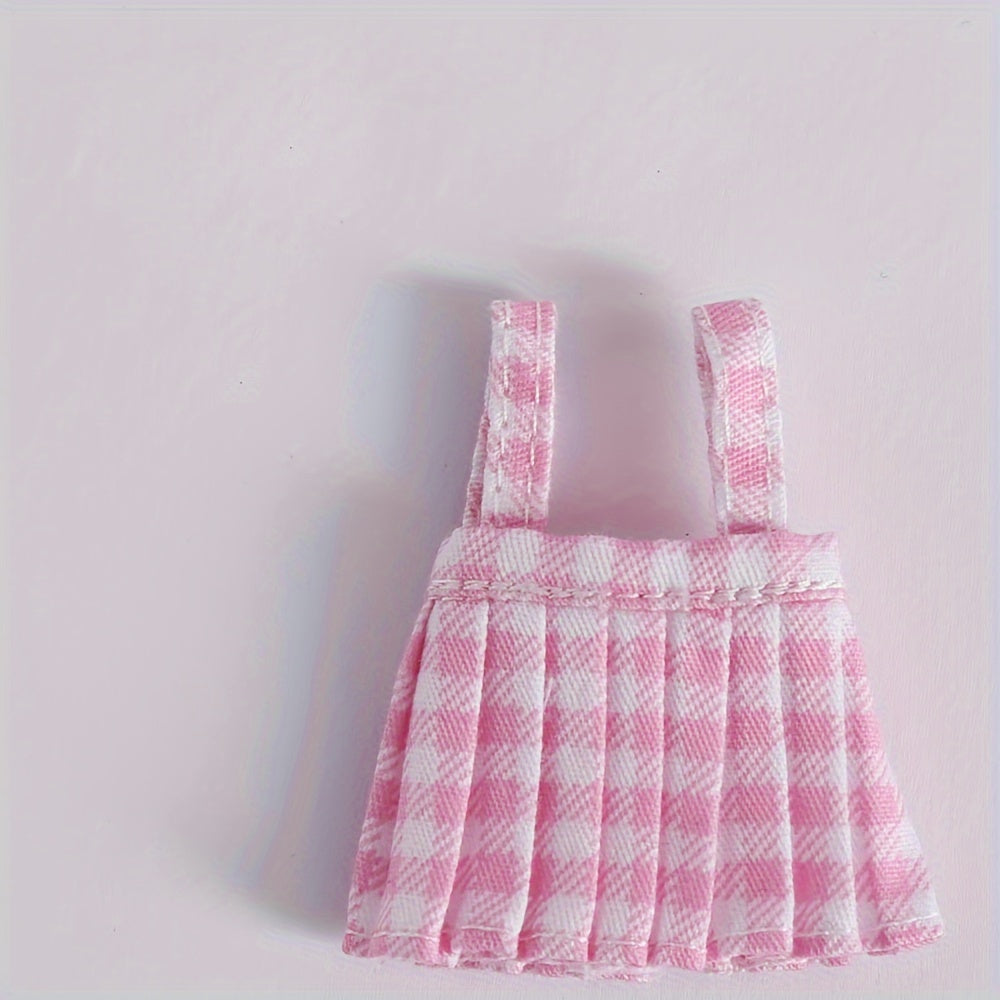 Plaid Skirt with Suspenders for OB11 Dolls