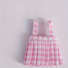 Plaid Skirt with Suspenders for OB11 Dolls