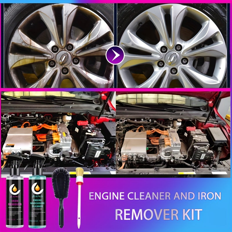 Car Engine Cleaner & Iron Remover Kit 50-200ml Dust Degreaser Protect Wheels