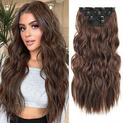 4pcs Dark Blonde Light Blonde Ends Clip In Hair Extensions Soft Synthetic