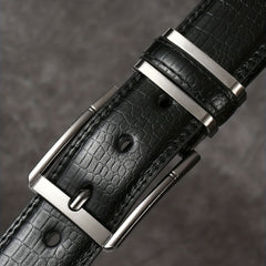 Men's Lizard Pattern Double Circle PU Leather Belt