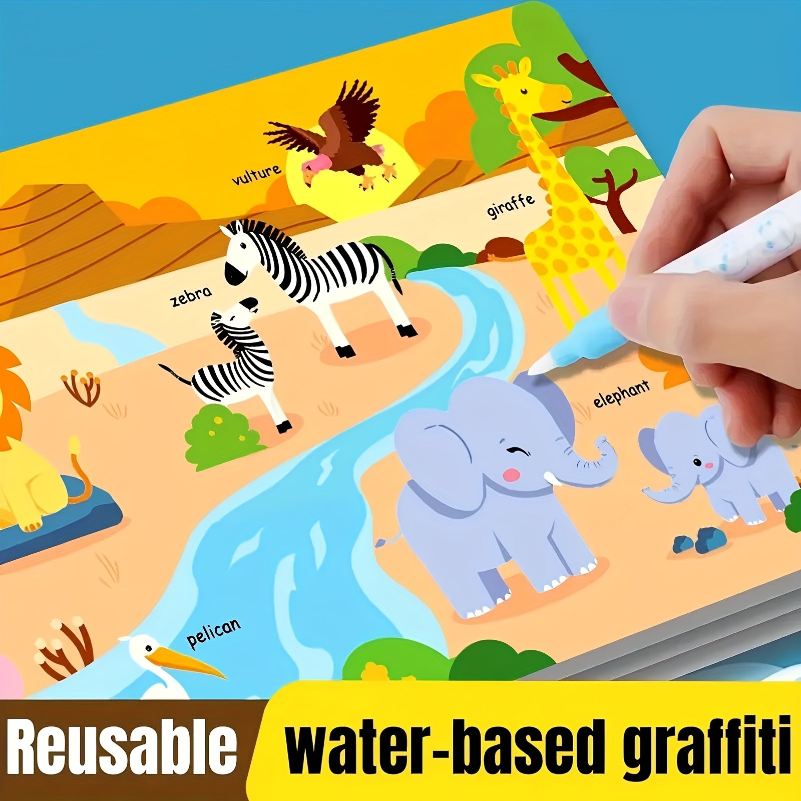 Water Painting Book for Animal Cognition Learning