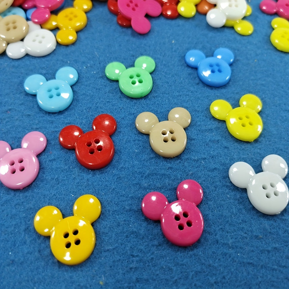 30pcs Mixed Colors Four Eyes Mouse Head Buttons Children's Sewing DIY Crafts
