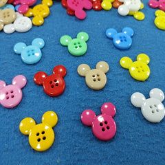 30pcs Mixed Colors Four Eyes Mouse Head Buttons Children's Sewing DIY Crafts