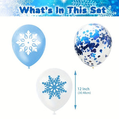 12pcs Snowflake Party Balloons 30 48cm - Birthday Party Supplies