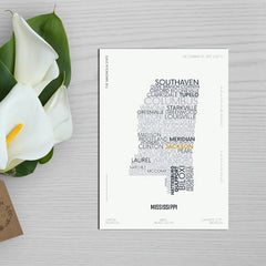Mississippi State Letter Maps Stickers Modern Typography Art Series