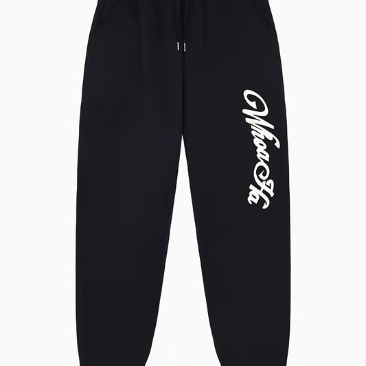 Letter Print Joggers Men s Stretch Waist Drawstring Casual Pants