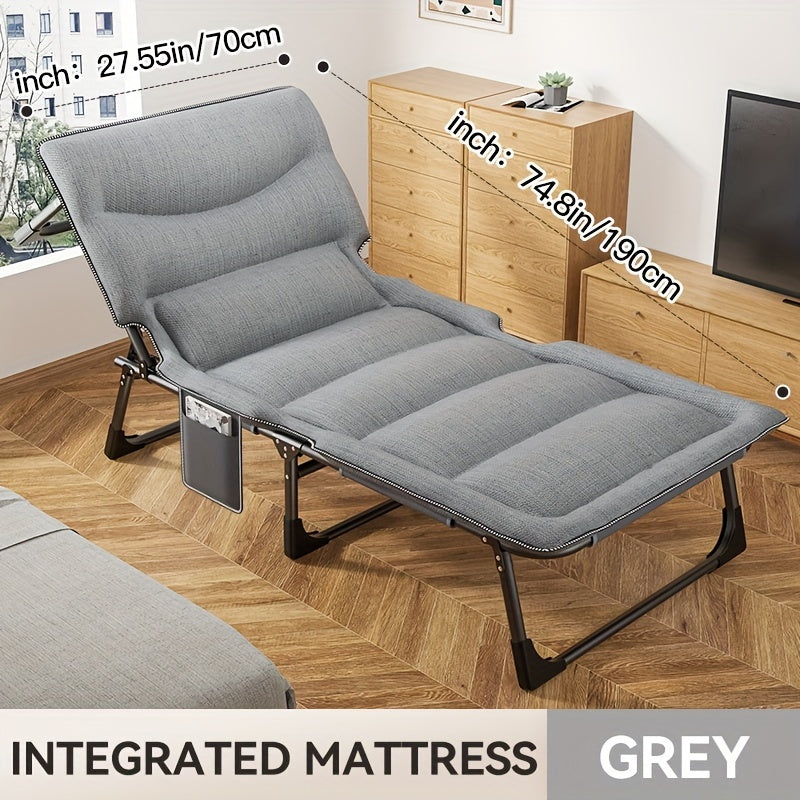 Outdoor Folding Bed Single Bed Adjustable Lounger for Office Nap